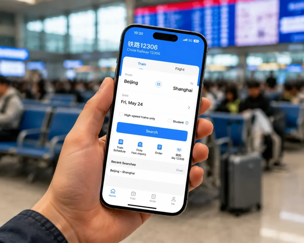 12306 app interface for china high speed rail tickets booking