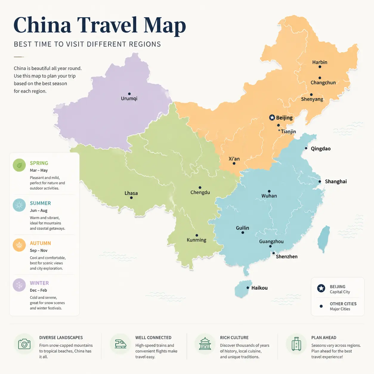 best time of year to visit China map