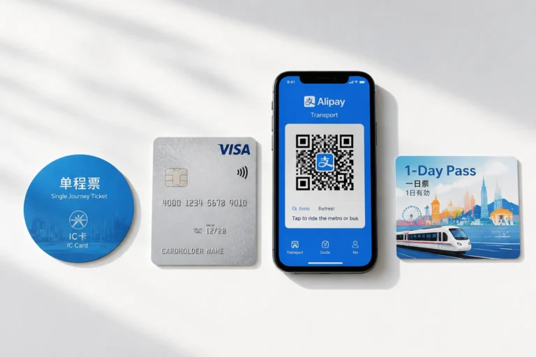 Shanghai Metro payment methods — Alipay, bank card, single ticket, day pass