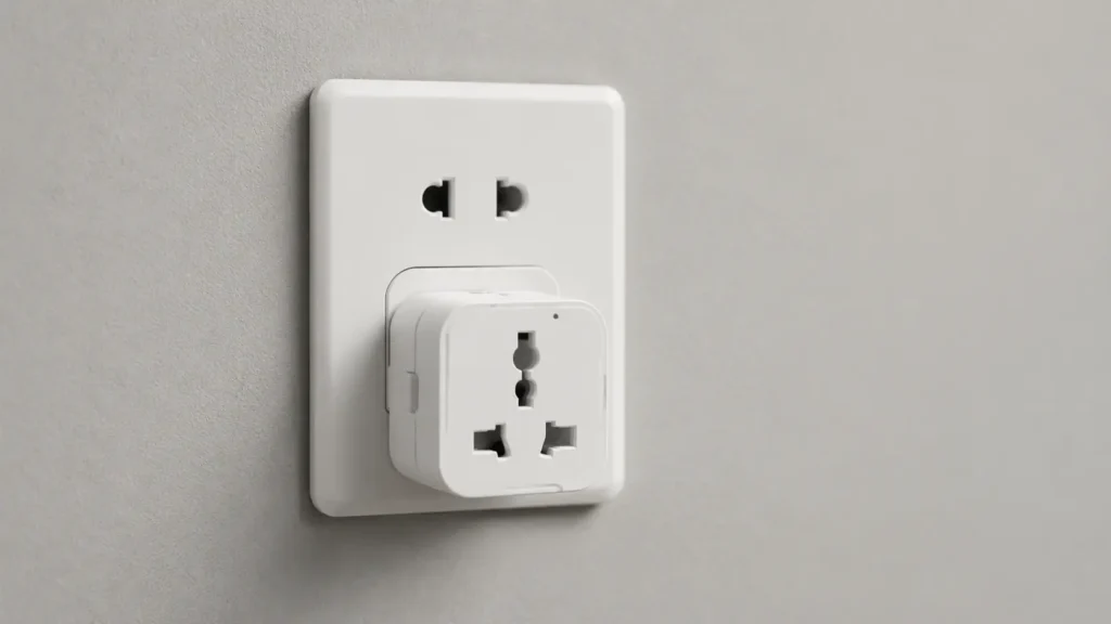 china packing list — Chinese wall outlet Type A and Type I with universal adapter plugged in