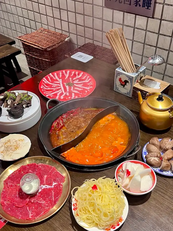 china street food Chongqing hotpot beef tallow close up