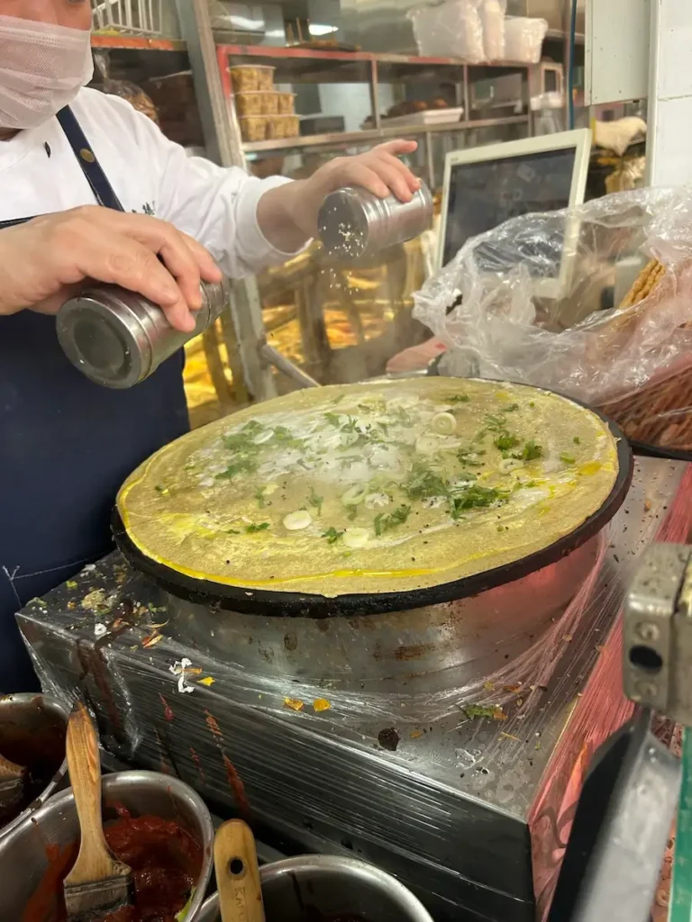 china street food jianbing Beijing breakfast crepe
