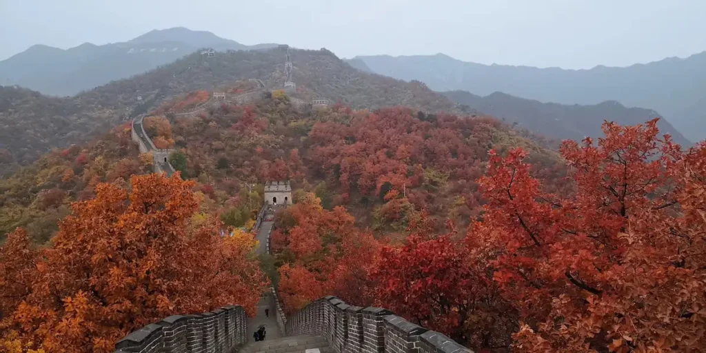 china trip itinerary Mutianyu Great Wall autumn view from cable car