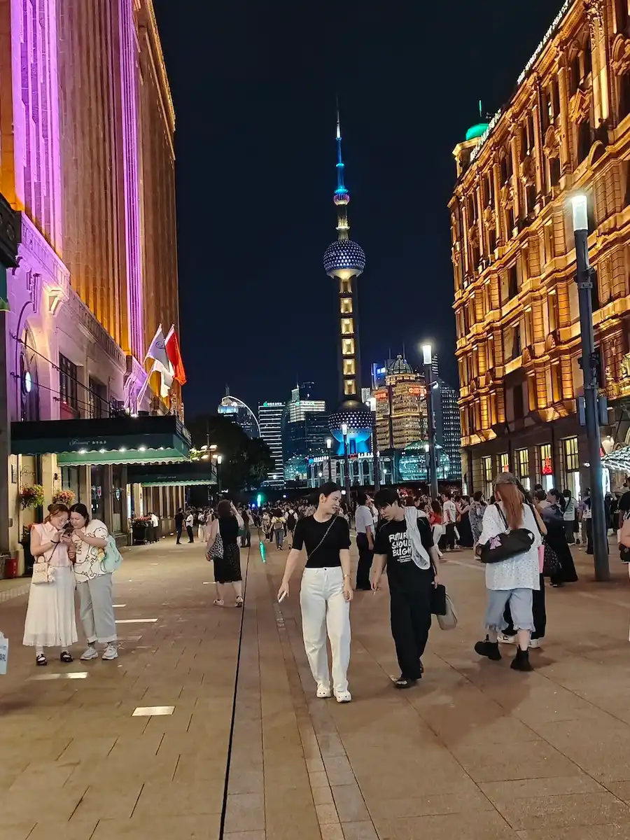 is china safe at night city street pedestrians night market