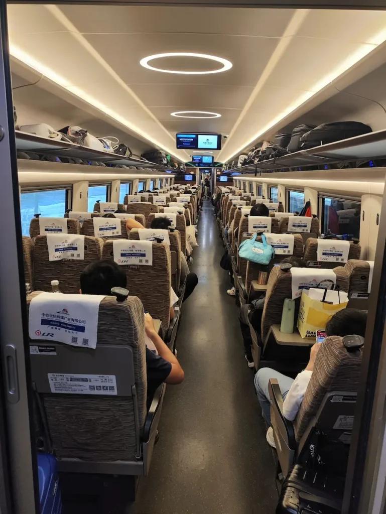 China high speed rail second class seat interior
